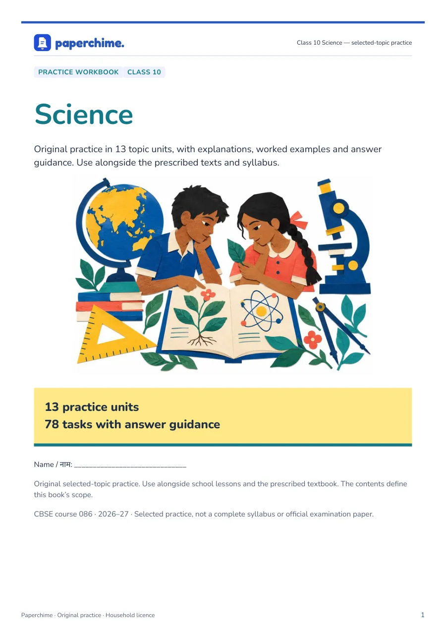 Actual Class 10 Science: selected-topic practice cover