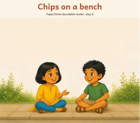 Cover of Chips on a bench, decodable reader step 9