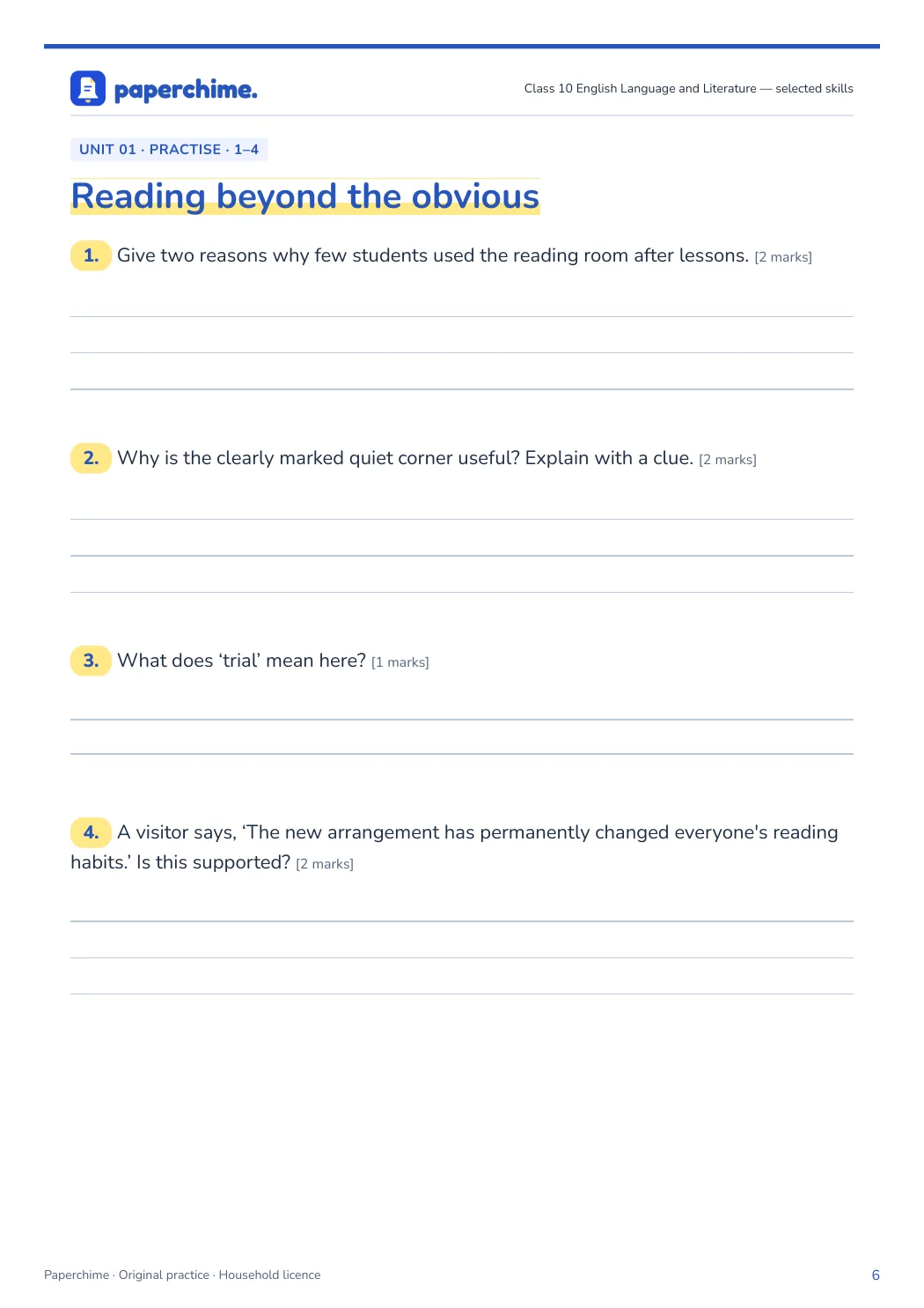 Actual concept page from Class 10 English Language and Literature: selected skills