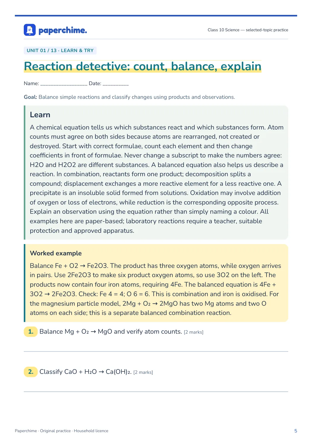 Actual concept page from Class 10 Science: selected-topic practice