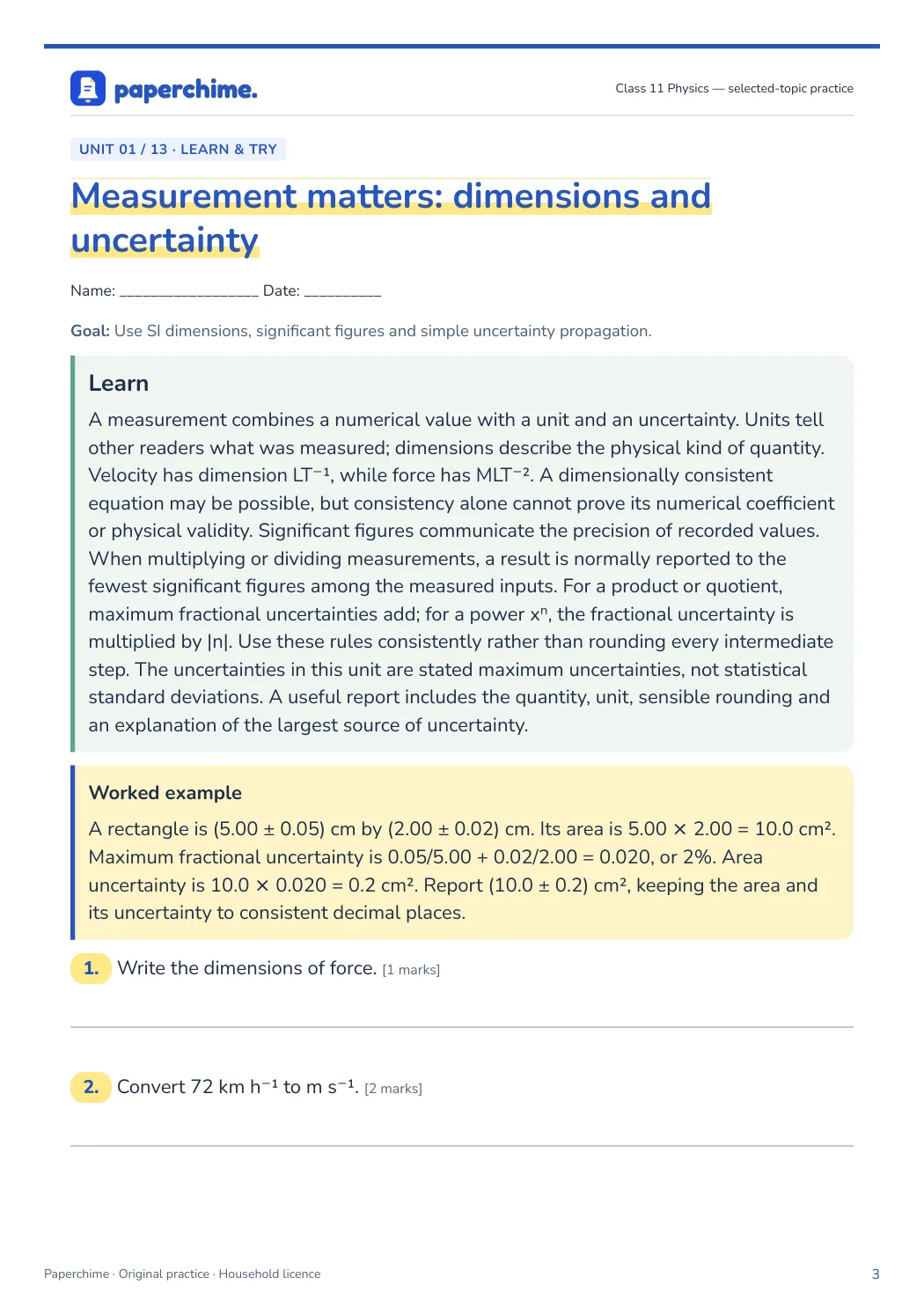 Actual concept page from Class 11 Physics: selected-topic practice