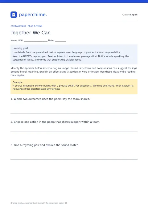 Actual learner page from Class 4 English