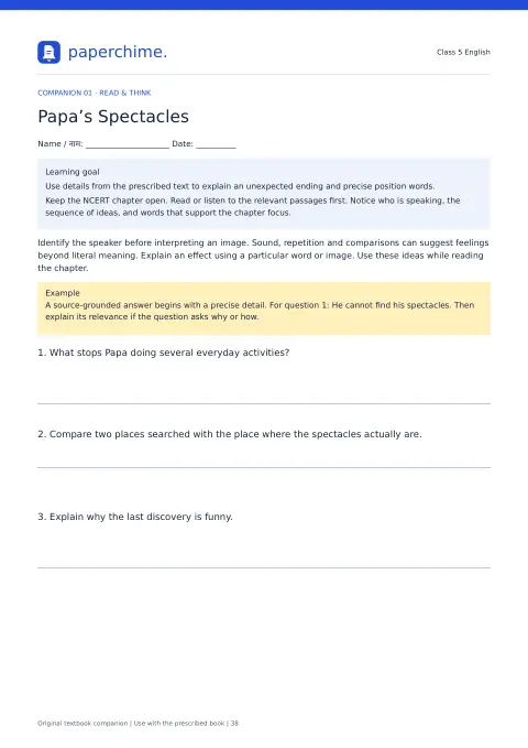 Actual learner page from Class 5 English