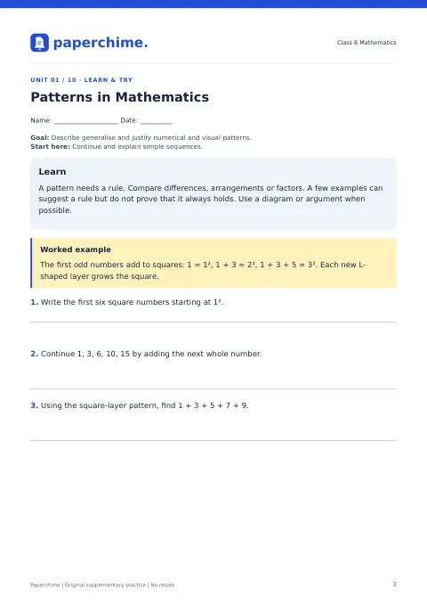 Actual learner page from Class 6 Mathematics