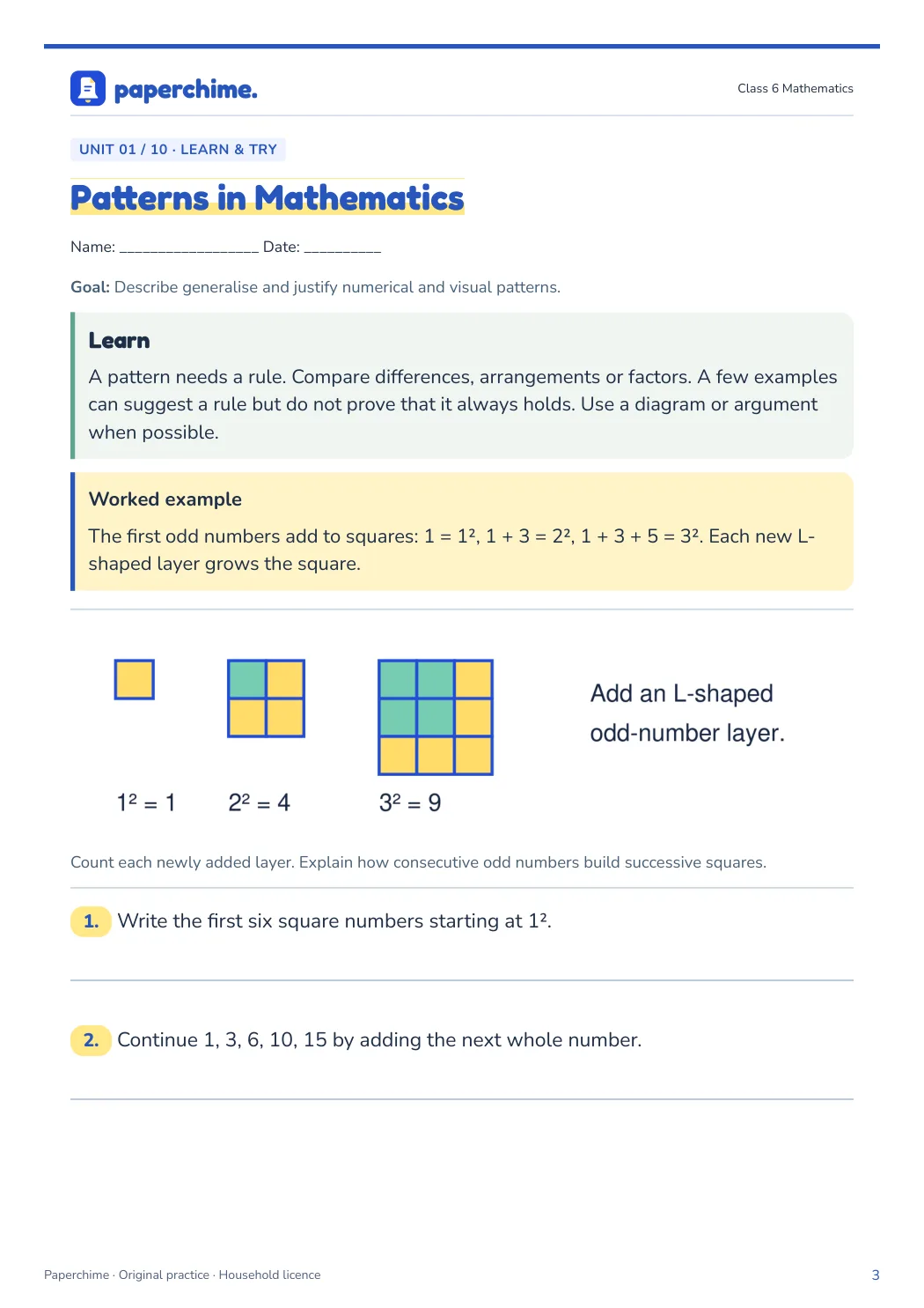 Actual learner page from Class 6 Mathematics