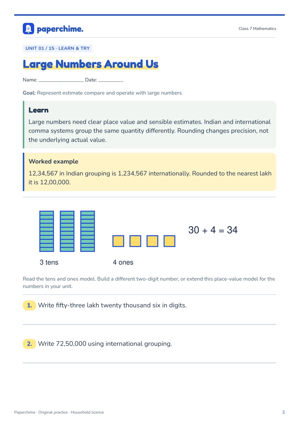 Actual learner page from Class 7 Mathematics