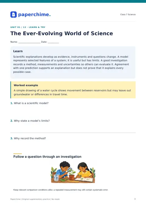 Actual learner page from Class 7 Science