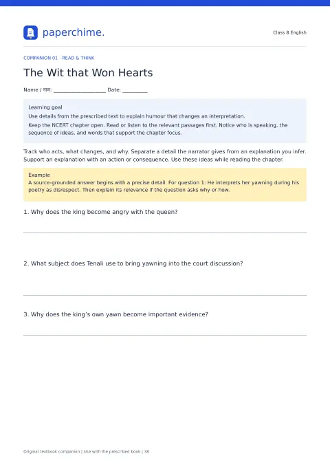 Actual learner page from Class 8 English