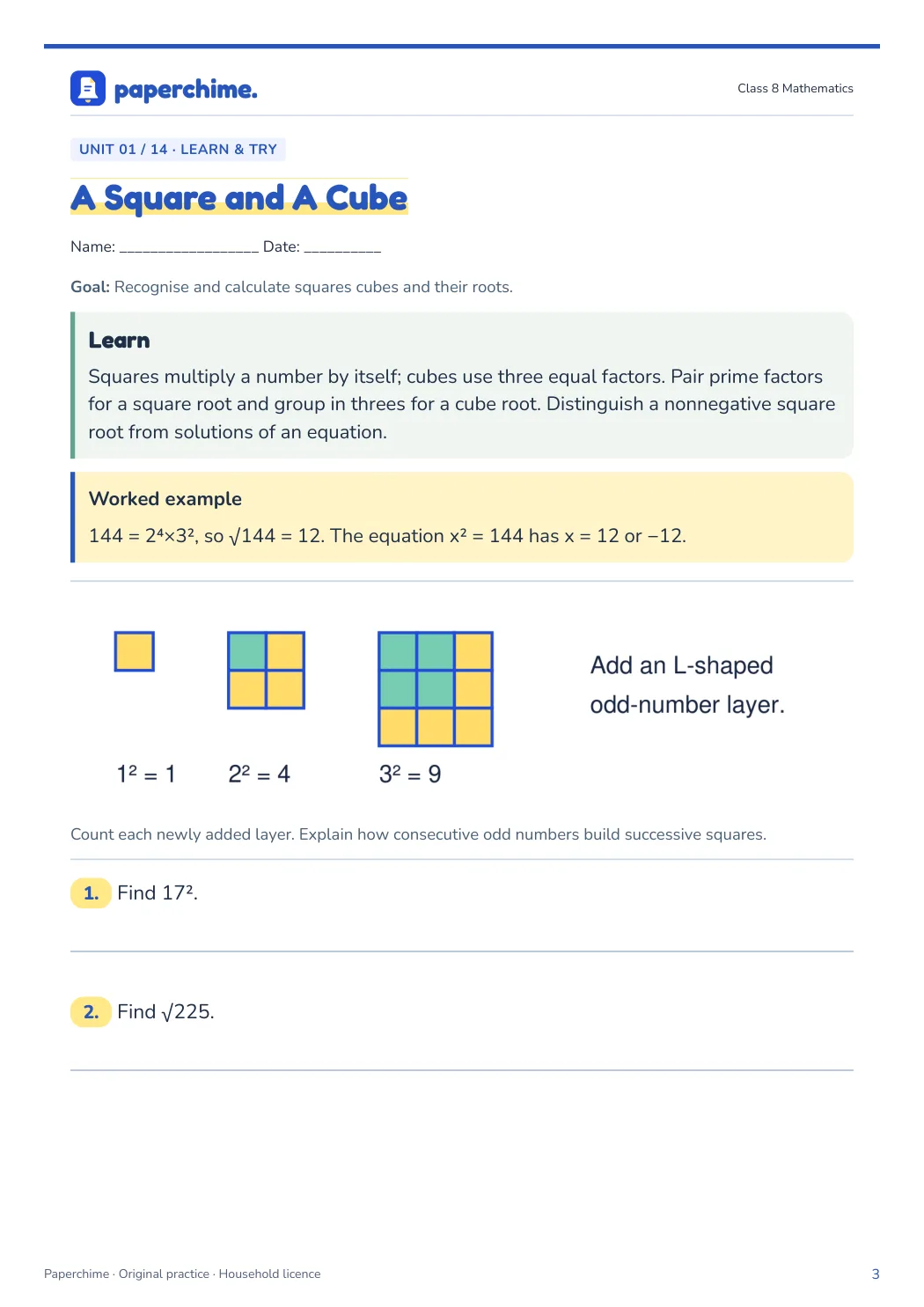 Actual learner page from Class 8 Mathematics