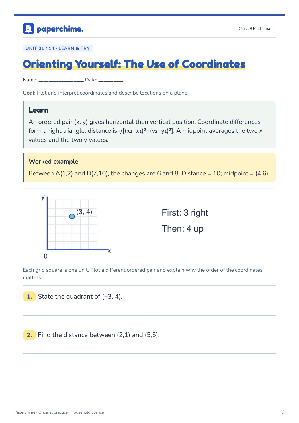 Actual learner page from Class 9 Mathematics