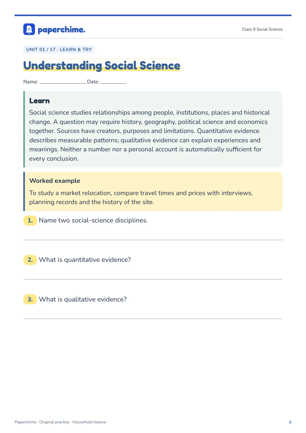 Actual learner page from Class 9 Social Science