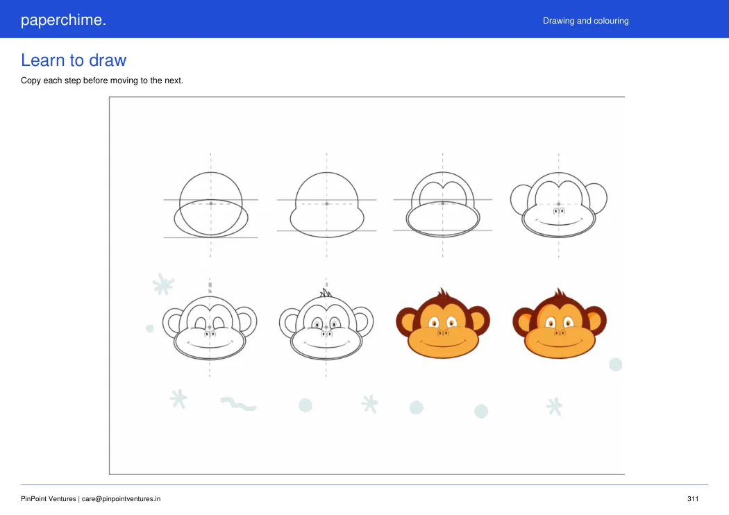 Actual learner page from Drawing and colouring