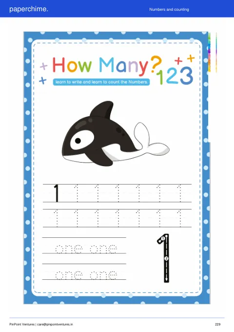 Actual learner page from Numbers and counting