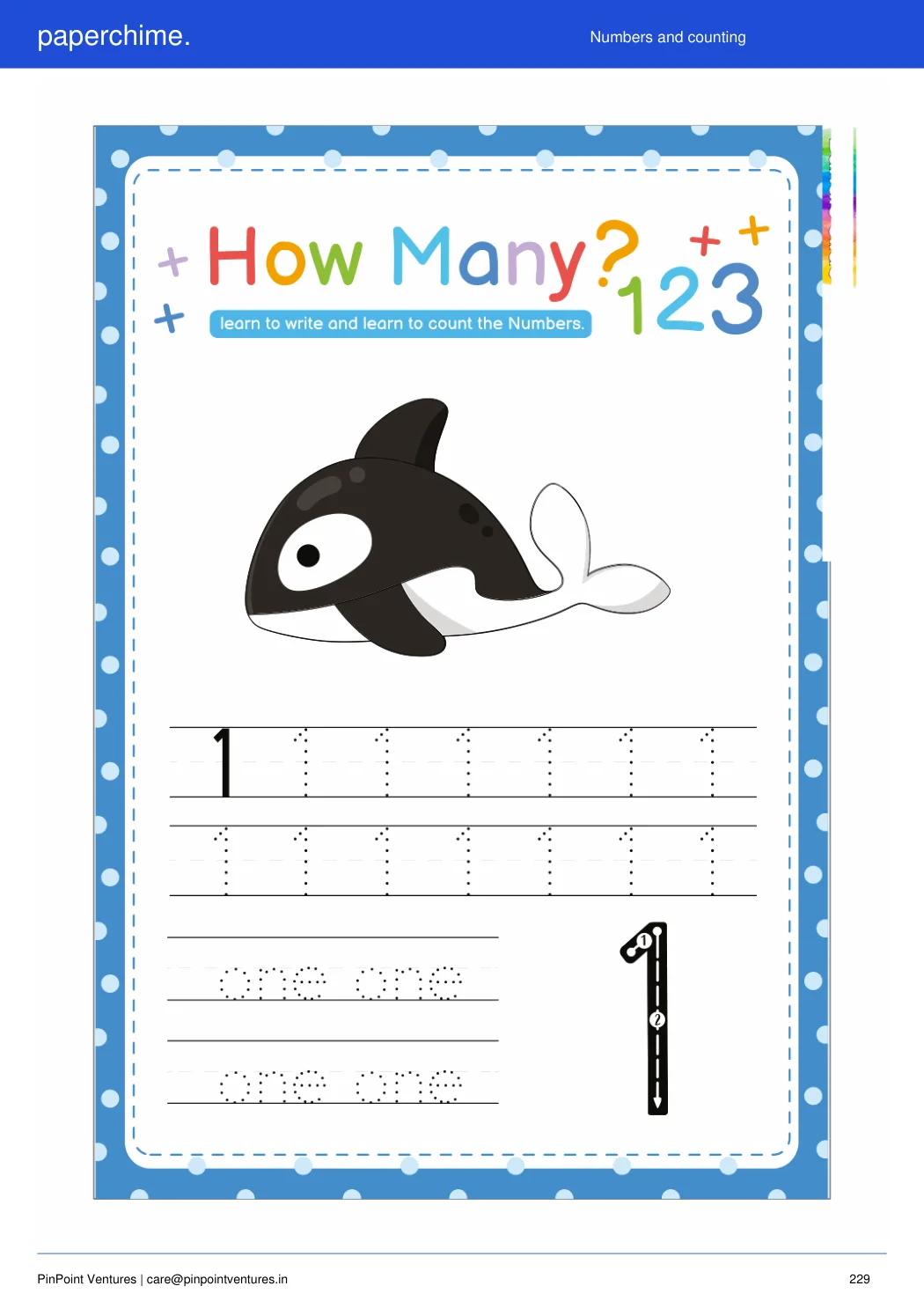 Actual learner page from Numbers and counting